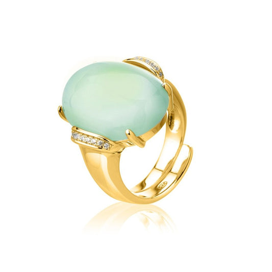 981 - ANELLO PIETRA OVALE VERDE
