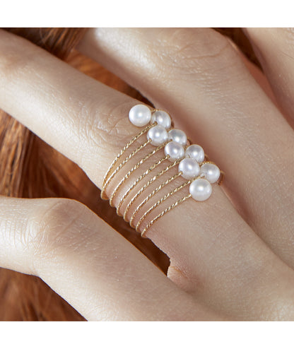 MAGIC WIRE - ANELLO SPIRALE CON PERLE