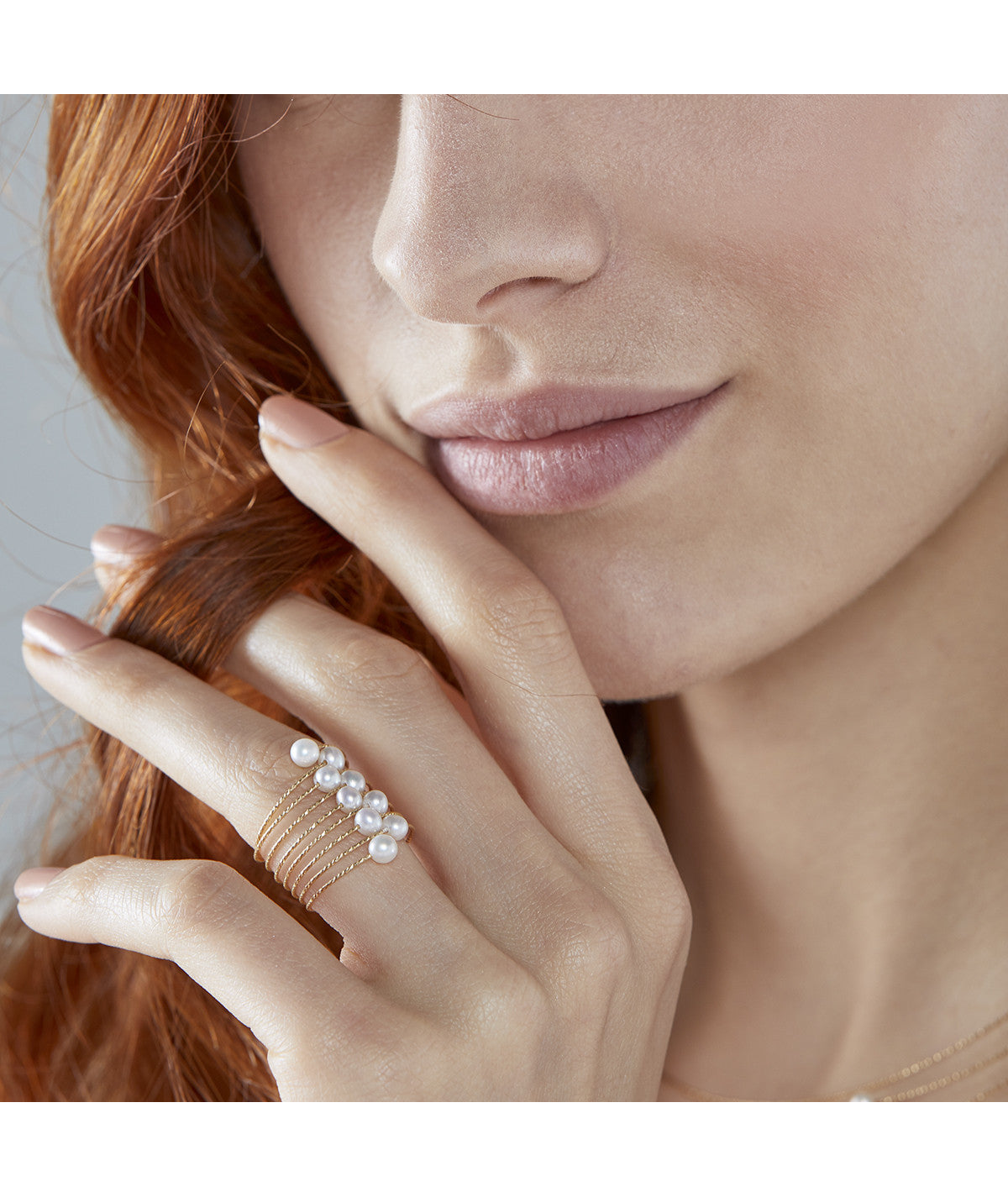 MAGIC WIRE - ANELLO SPIRALE CON PERLE