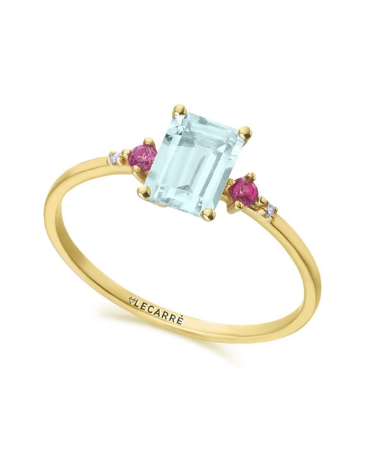 LE CARRE' - ANELLO IN ORO CON TOPAZIO TAGLIO SMERALDO E AMETISTA