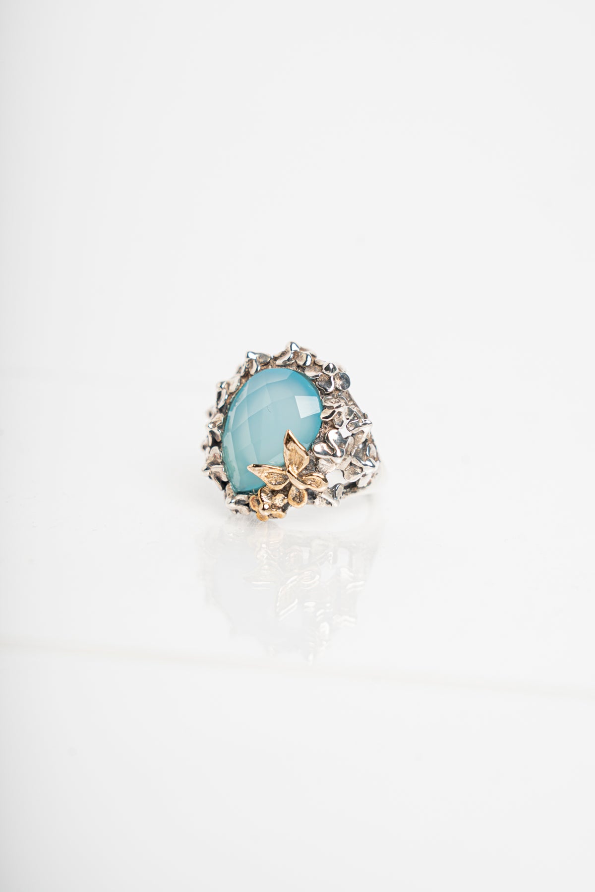 NEMORIS -  ANELLO IN ARGENTO CON AGATA AZZURRA