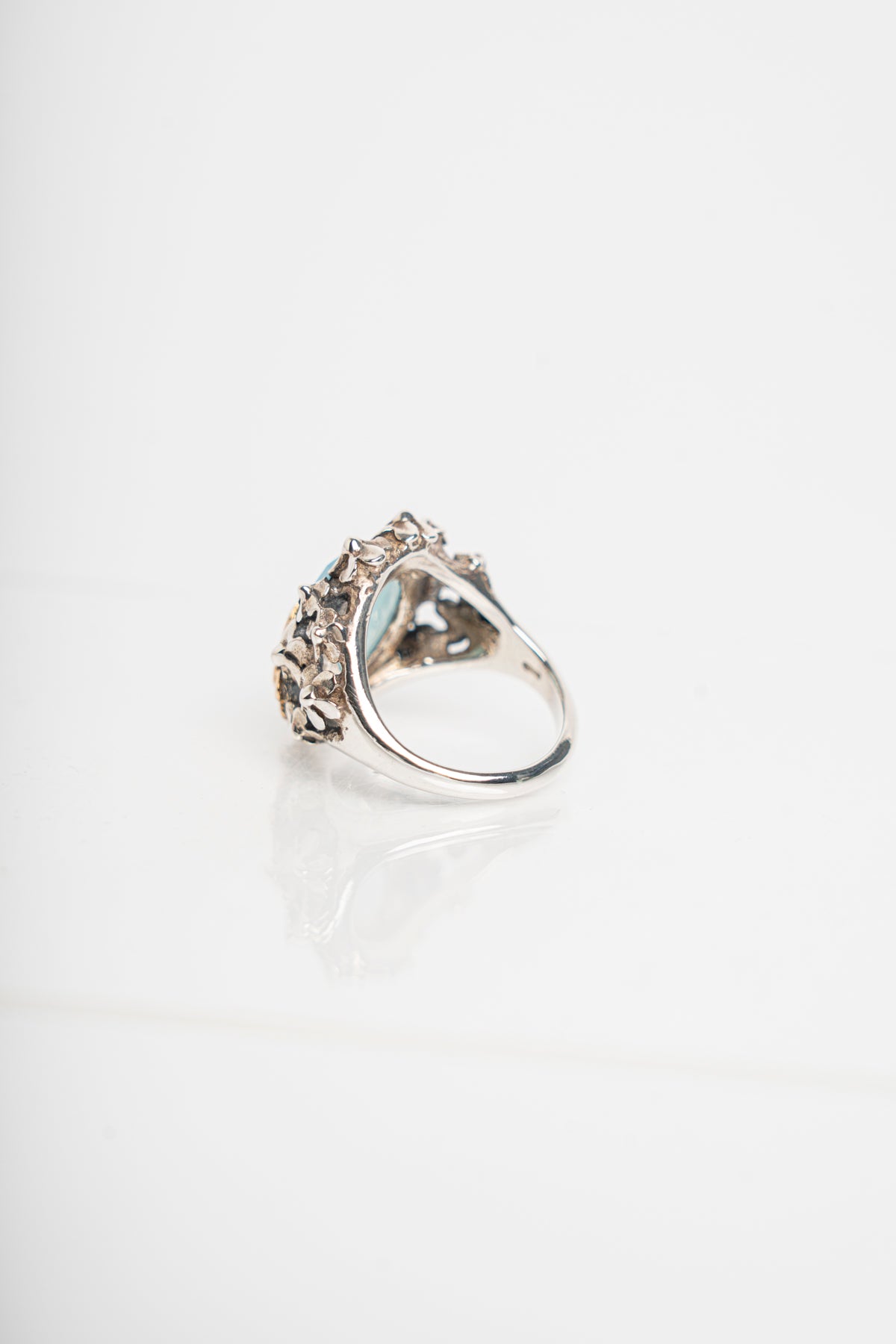 NEMORIS -  ANELLO IN ARGENTO CON AGATA AZZURRA