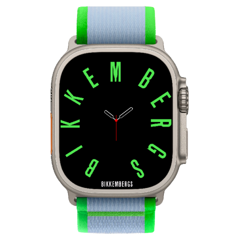 BIKKEMBERGS - OROLOGIO SMARTWATCH CINTURINO TESSUTO GRIGIO BLU BORDI VERDI