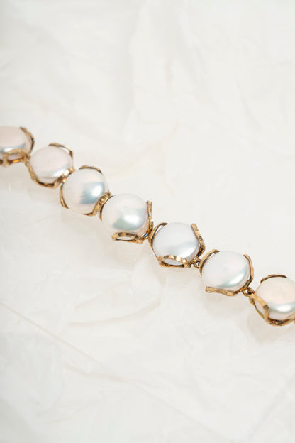 PABLO - BRACCIALE PERLA BAROCCA E ARGENTO DORATO