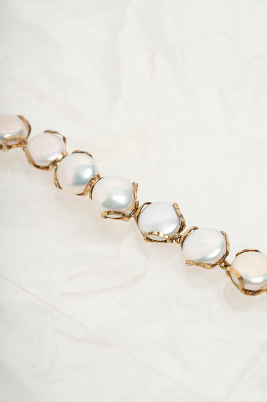 PABLO - BRACCIALE PERLA BAROCCA E ARGENTO DORATO