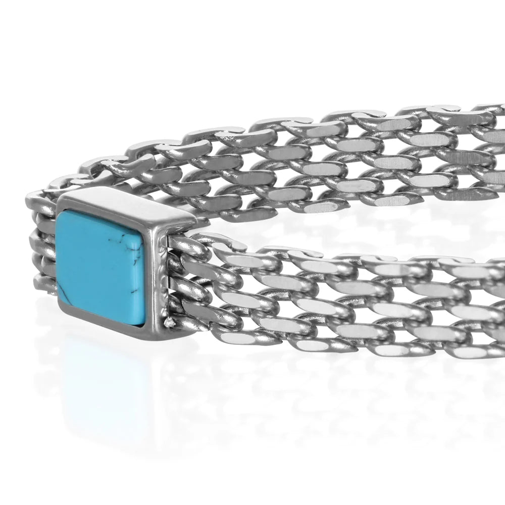 GOYATE' - BRACCIALE CON AULITE TURCHESE CENTRALE E MAGLIA MILANO (Copia)