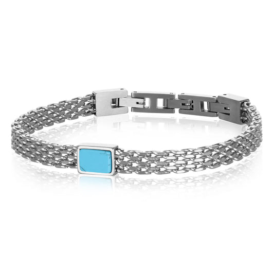 GOYATE' - BRACCIALE CON AULITE TURCHESE CENTRALE E MAGLIA MILANO (Copia)