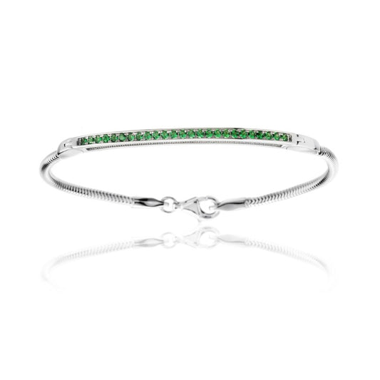 981 - BRACCIALE MOMENTIARGENTO E ZIRCONI VERDI