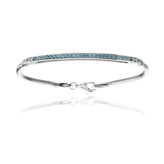 981 - BRACCIALE MOMENTIARGENTO E ZIRCONI ACQUAMARINA