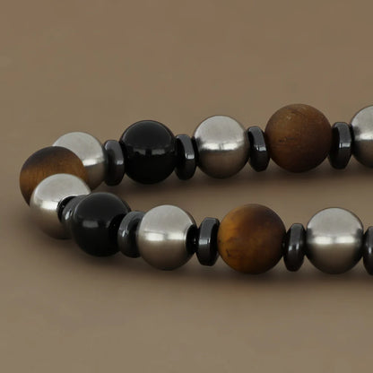 GOYATE' -BRACCIALE ACCIAIO SFERE OCCHIO DI TIGRE