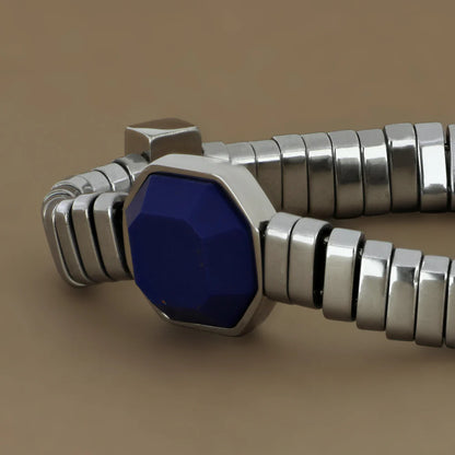 GOYATE' - BRACCIALE ACCIAIO CON LAPIS CENTRALE E ZIRCONI NERI