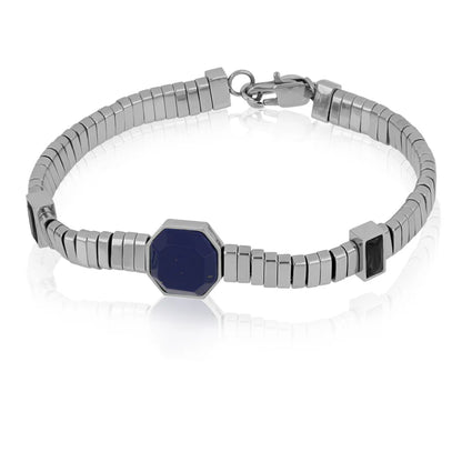 GOYATE' - BRACCIALE ACCIAIO CON LAPIS CENTRALE E ZIRCONI NERI