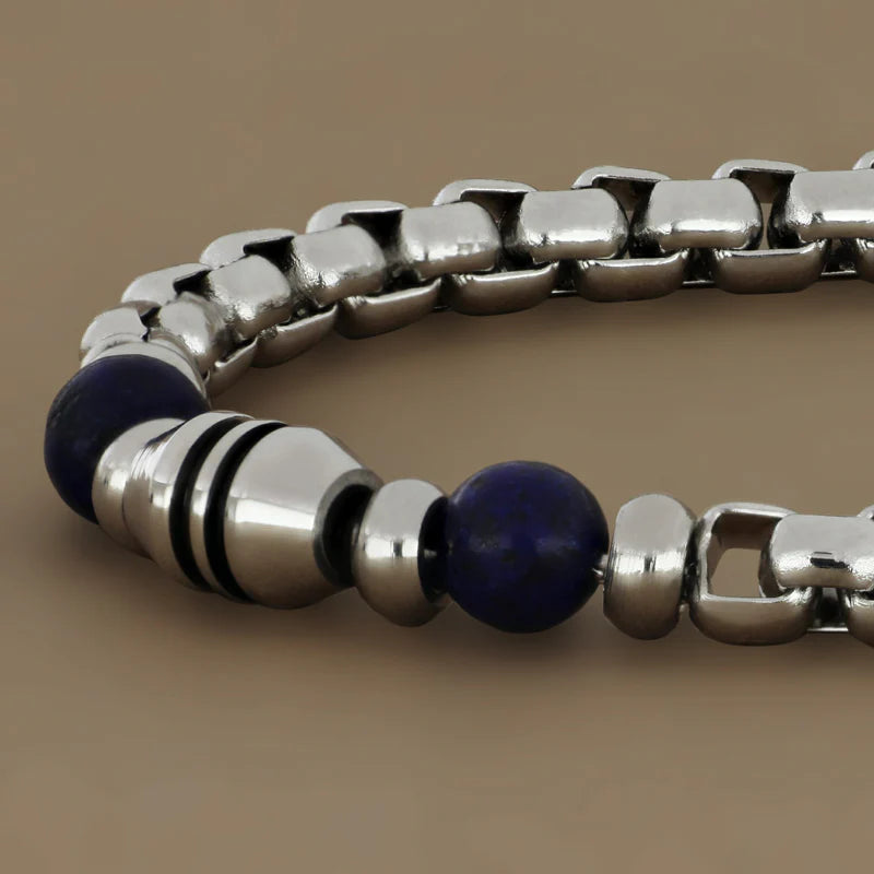 GOYATE' - BRACCIALE IN. ACCIAIO MAGIA VENEZIANA E SFERE IN LAPIS