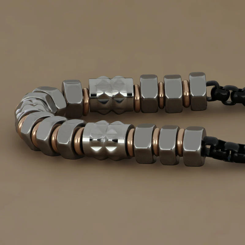 GOYATE' - BRACCIALE MAGLIA VENEZIANA NERA E RONDELLE