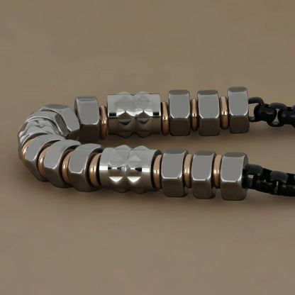 GOYATE' - BRACCIALE MAGLIA VENEZIANA NERA E RONDELLE