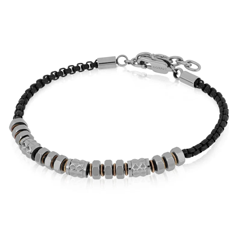 GOYATE' - BRACCIALE MAGLIA VENEZIANA NERA E RONDELLE