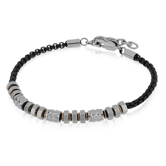 GOYATE' - BRACCIALE MAGLIA VENEZIANA NERA E RONDELLE