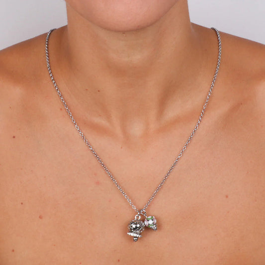 COLLANA METALLO RODIO CAMPANELLA MULTICOLOR