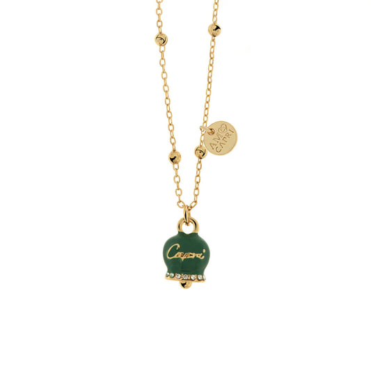 COLLANA IN METALLO DORATO CAMPANELLA VERDE