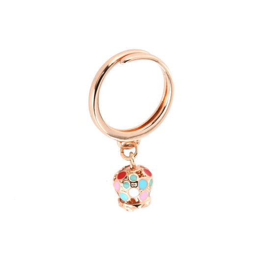 ANELLO IN METALLO RODIO CAMPANELLA TURCHESE