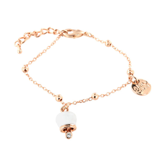 AMO CAPRI - BRACCIALE IN METALLO CON CAMPANELLA MINI BIANCA CON PUNTO LUCE