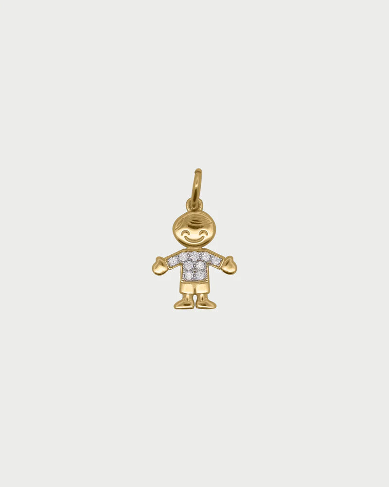 CHARM BAR - CIONDOLO BIMBO ARGENTO DORATO E ZIRCONI