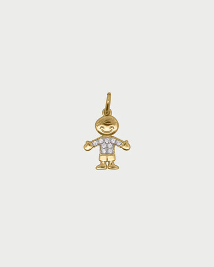CHARM BAR - CIONDOLO BIMBO ARGENTO DORATO E ZIRCONI