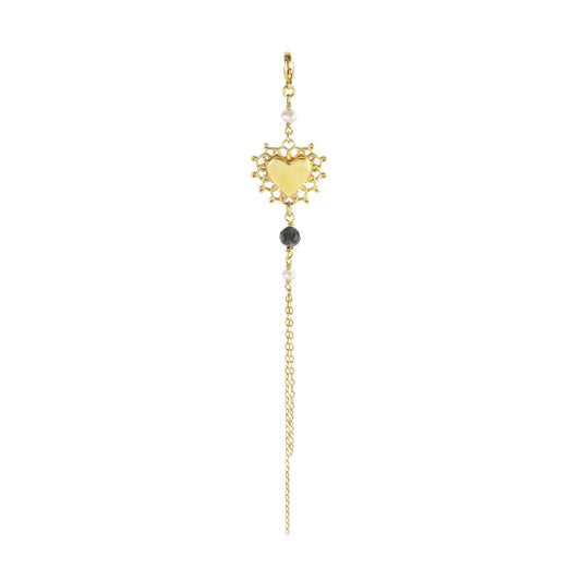 MAMAN ET SOPHIE - CHARM ARGENTO DORATO CON CUORE SACRO E FRANGE