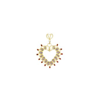MAMAN ET SOPHIE - CHARM ARGENTO DORATO CON CUORE SACRO GRANDE SMALTATO