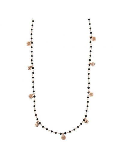 COLLANA CHANEL ARGENTO ROSE CON PIETRE NERE E CAMPANELLE