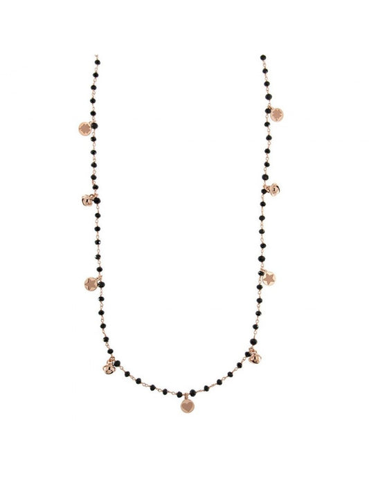 COLLANA CHANEL ARGENTO ROSE CON PIETRE NERE E CAMPANELLE