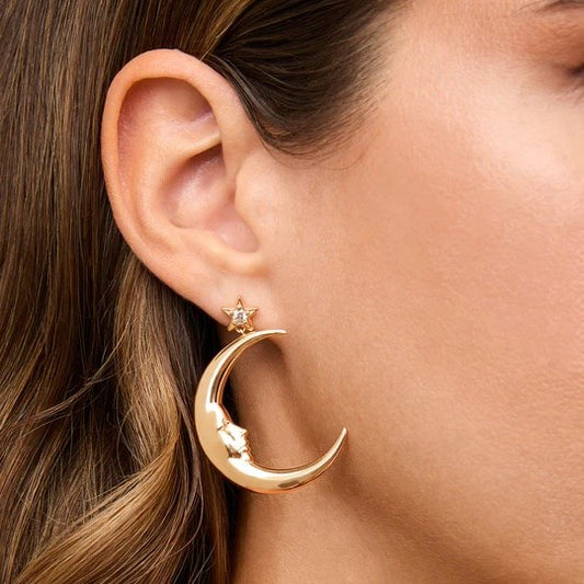 VALENTINA FERRAGNI - ORECCHINI MONO LUNA ARGENTO DORATO