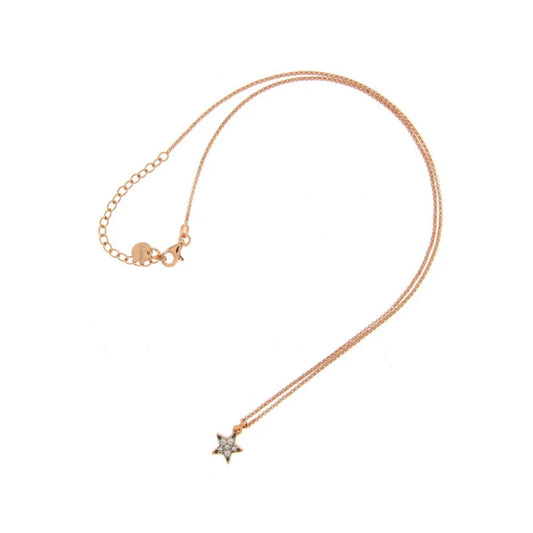 COLLANA ARGENTO ROSE' CON PENDENTE STELLA PAVE' ZIRCONI