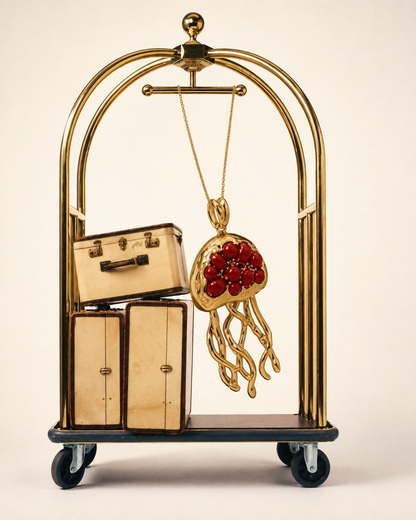 SOARA - COLLANA MEDUSA IN ARGENTO DORATO E SFERE IN CORALLO