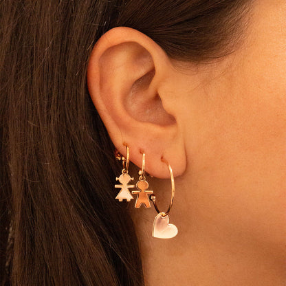 ORECCHINI CERCHI ARGENTO DORATO PENDENTE CUORE