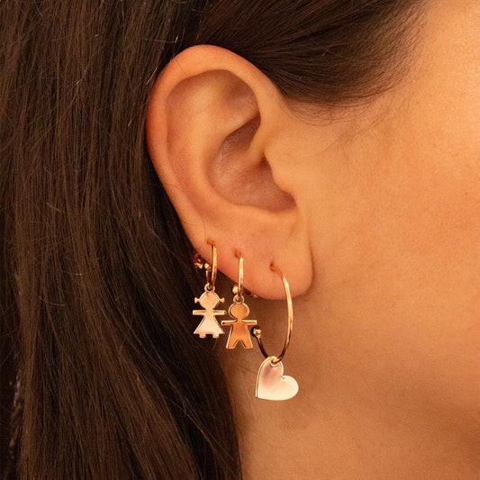 ORECCHINI CERCHI ARGENTO DORATO PENDENTE CUORE