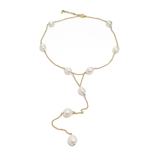 LDMO - COLLANA MADAME PERLE BAROCCHE E ARGENTO DORATO
