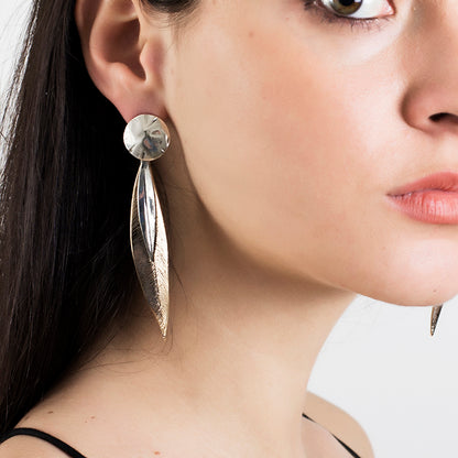 ORECCHINI FOGLIA SOTTILE ARGENTO E BRONZO