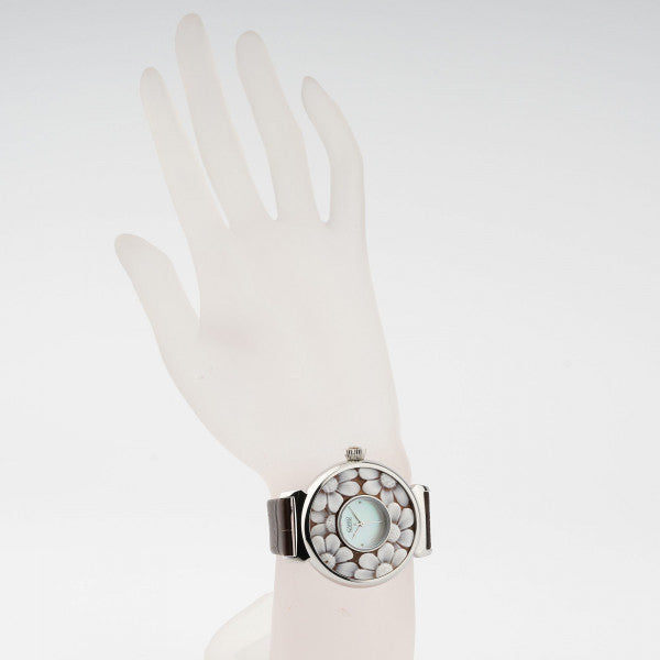 CAMEO ITALIANO - OROLOGIO PARTENOPE ACCIAIO RODIO CINTURINO MORO CAMEO MARGHERITE