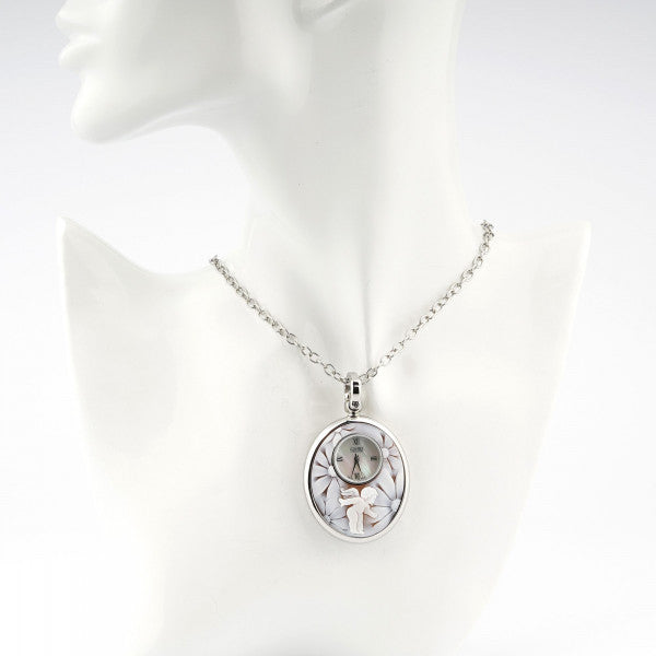 CAMEO ITALIANO - OROLOGIO PARTENOPE ACCIAIO RODIO PUTTO E FIORI