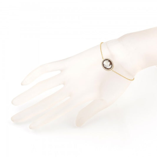 CAMEO ITALIANO - BRACCIALE LUCI CON CAMEO CENTRALE DONNA E ZIRCONI BIANCHI