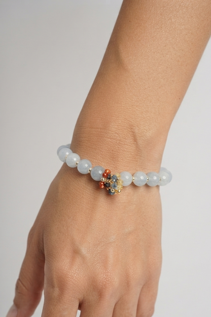 SICYLUI - BRACCIALE ELASTICO GIADA POLVERE E ZIRCONI