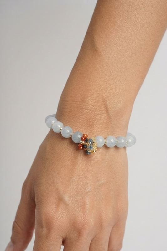 SICYLUI - BRACCIALE ELASTICO GIADA POLVERE E ZIRCONI