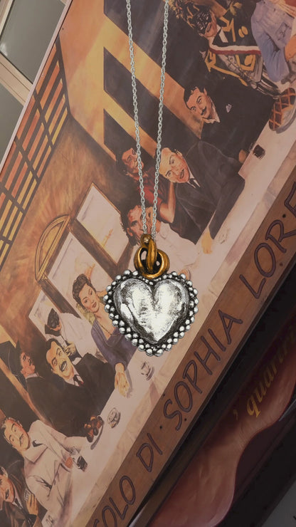 NEMORIS - COLLANA CUORE SACRO BRONZO E ARGENTO