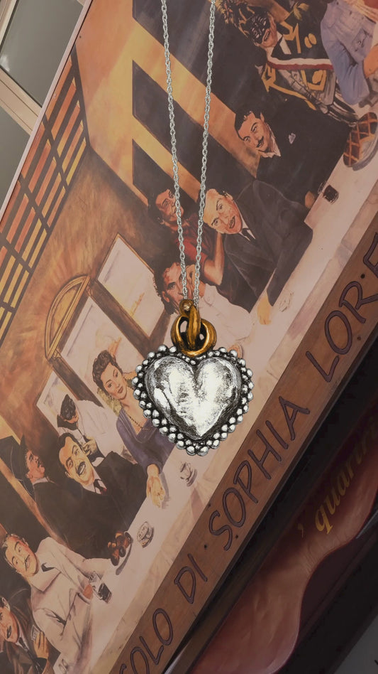 NEMORIS - COLLANA CUORE SACRO BRONZO E ARGENTO