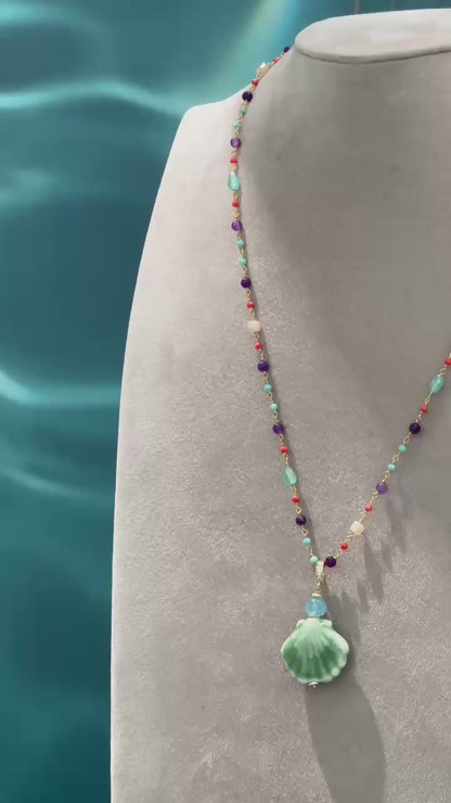 SICYLUI - COLLANA CON CONCHIGLIA VERDE IN CERAMICA
