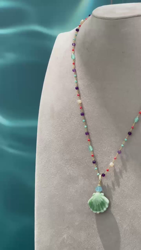 SICYLUI - COLLANA CON CONCHIGLIA VERDE IN CERAMICA