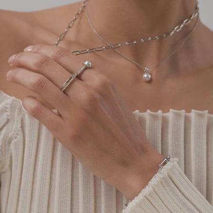 TI SENTO - COLLANA PENDENTE PERLA ARGENTO E ZIRCONI