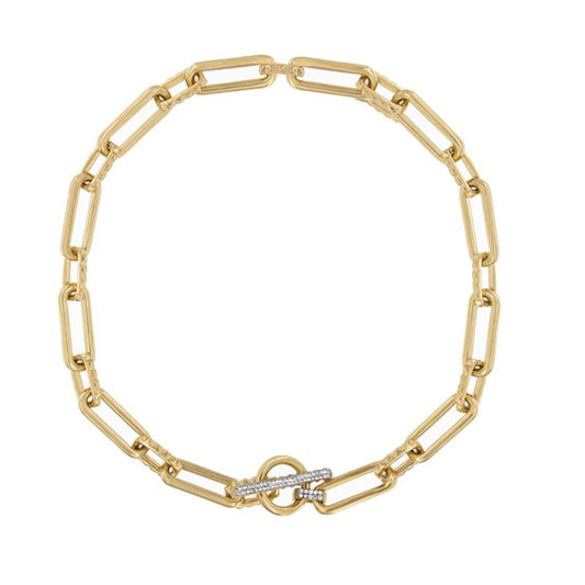 COLLANA GIROCOLLO CATENA ARGENTO DORATO CON ZIRCONI