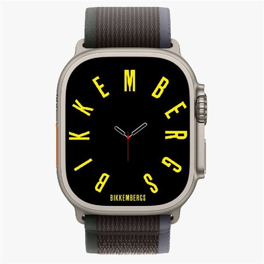 BIKKEMBERGS - OROLOGIO SMARTWATCH NERO TESSUTO ELASTICO BORDI GRIGIO E VERDE